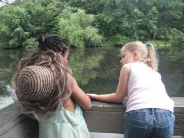 2 birdwatchers on the Charles River, Boston