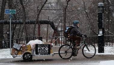 Boulder Food Rescue 24/7 on bikes in every season