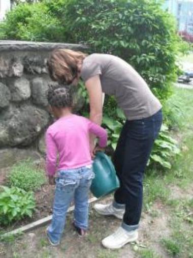 Tending Garden at Homeless Shelter